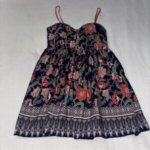 Band of Gypsies Boho Corset Bodice Mini-Dress Multicolored Floral Size Large
